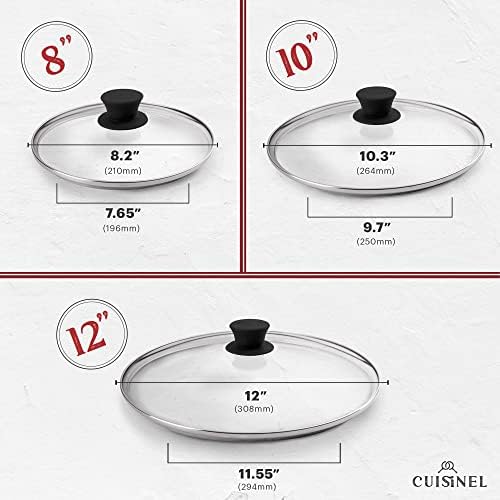 Cuisinel Cast Iron Skillets Set + Glass Lids - 8"+10"+12"-Inch Frying Pans + Silicone Handle Holder Covers - Pre-Seasoned Oven Safe Cookware - Indoor/Outdoor Use - Grill, Stovetop, Camping Fire Safe
