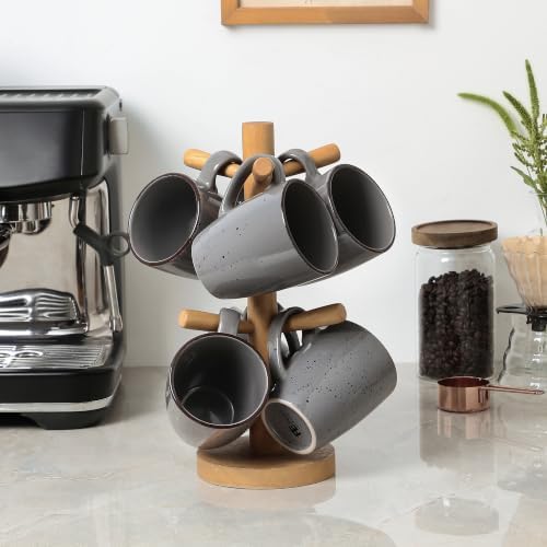 FUN ELEMENTS Coffee Mugs Set of 6, 12.8 oz Ceramic Speckled Coffee