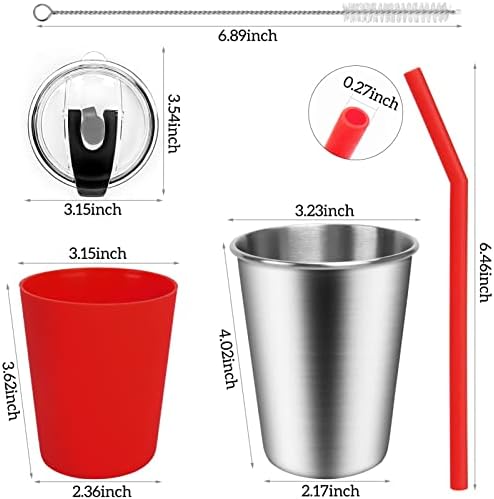 5Pack Kids Cups with Straws and Lids Spill Proof, 12oz Toddler Straw