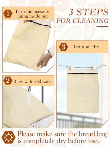 ANPHSIN Natural Beeswax Bread Bags, 13''x16.7'', 2 pcs