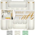 FANCILLA Silverware Drawer Organizer, 6-8 Wider Slots, White