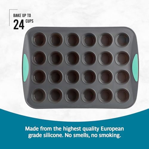 Trudeau 24-Cup Silicone Muffin Pan – Hybrid Non-Stick Bakeware with