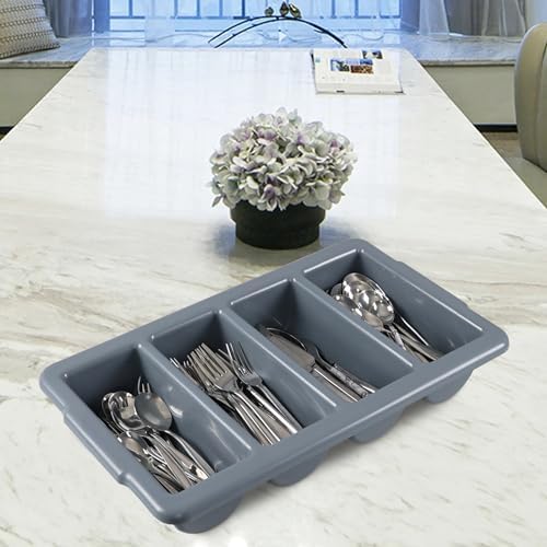4 Pack Plastic Commercial Cutlery Bin, 4 Compartments
