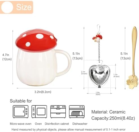 Yalucky Kawaii Cute Mushroom Mug Tea Cup Set Mushroom Stuff for Milk