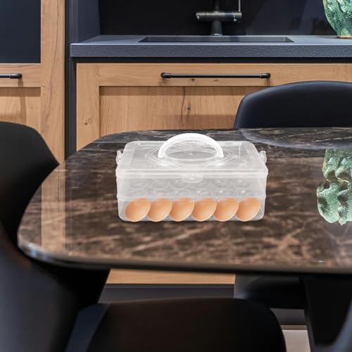 Egg Tray for Fridge 2 Tier with Lid Stackable Plastic