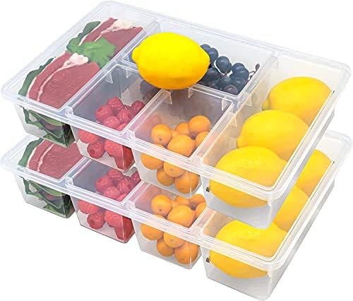 2Pack Veggie Tray with Lid, 5-Compartment Food Container