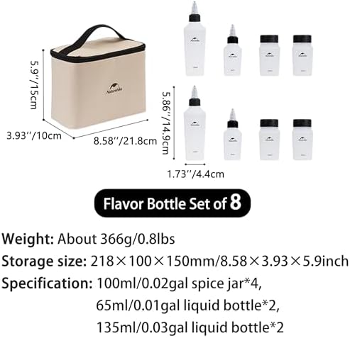 windhike Naturehike PP 6/8 Pcs-Set Travel Spice Containers, Camping