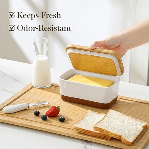 MALACASA Butter Dish with Lid, Large Butter Dish for Countertop