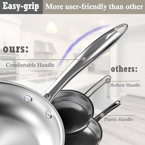 Stainless Steel Pots and Pans Set, 8 Piece Kitchen Induction Cookware Sets with Glass Lids, Works with Induction, Electric and Gas Cooktops, Non Toxic, Oven & Dishwasher Safe
