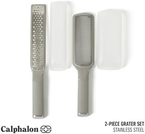 Calphalon Edge 2-Piece Stainless Steel Grater and Zester, Taupe