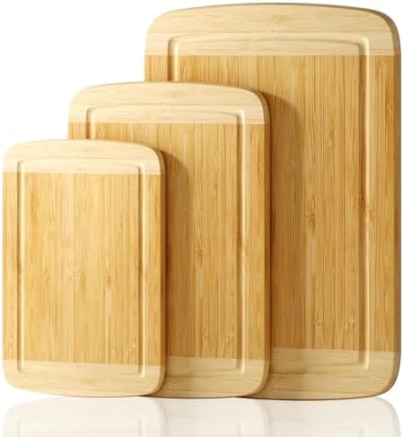 GuanQiao Cutting Boards for Kitchen (3-Piece)-Large Bamboo Cutting