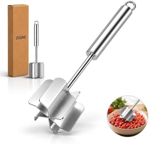 304 Stainless Steel Meat Masher 10.2 inch 6 Blade ground beef masher