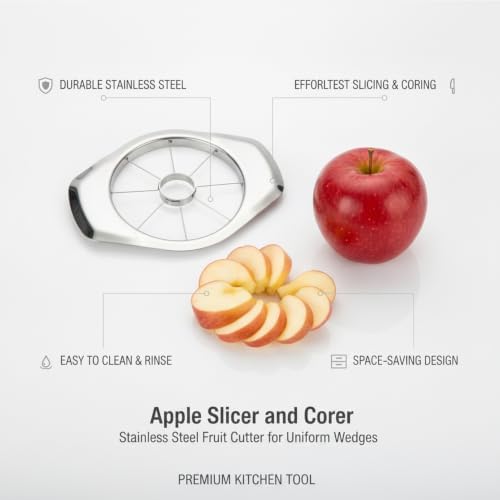Apple Slicer and Corer, Stainless Steel Fruit Cutter for Uniform