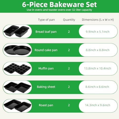 11-Piece Nonstick Baking Pans Set - Professional Grade Carbon Steel