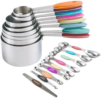 Stainless Steel Measuring Cups and Spoons Set for Home Bakers & Cooks