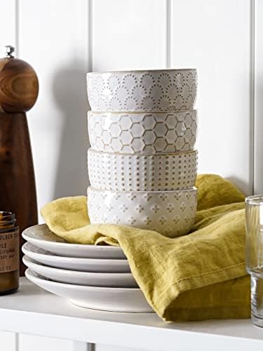 LE TAUCI 3.5 Inch Small Bowls, TINY Embossed Ceramic Dip Bowls, Sauce