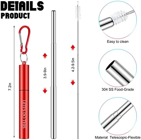 8 Pack Collapsible Reusable Straws Cruise Ship Essentials, Stylish