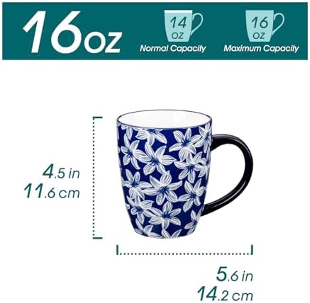 vancasso SELENE Large Coffee Mugs Set of 6, 16 Oz Porcelain Coffee