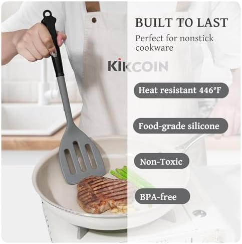 Kikcoin 43 PCS Silicone Kitchen Utensils Set, Gray
