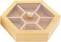 Box Container for Snacks with A Lid, Divider Tray Hexagonal Serving