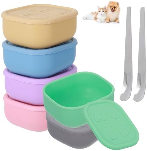 6 Packs Silicone Airtight Pets Food Storage Containers with Lids