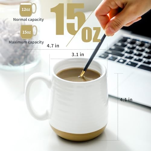 Hasense Ceramic Sugar & Creamer Set + Coffee Mugs Set, White