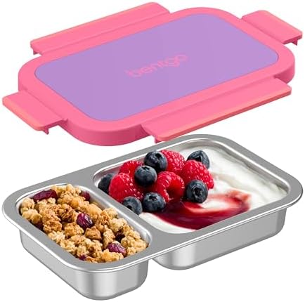 Bentgo Stainless Steel Snack Box, Leak-Proof, 2 Compartments, 2-Cup