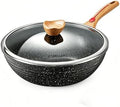 ITSMILLERS Nonstick Wok Aluminium Die-casting Chinese Wok, Scratch Resistant With Lid and Spatula, PFOA-Free, Dishwasher Safe & Induction Bottom,11.8 Inch,5QT,Large Capacity
