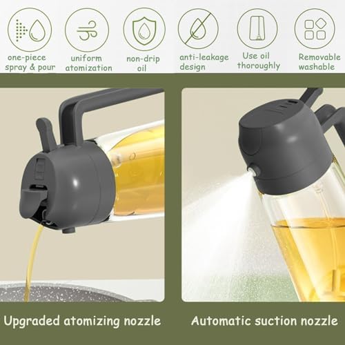 2-in-1 Oil Dispenser and Sprayer, 470ml, Black