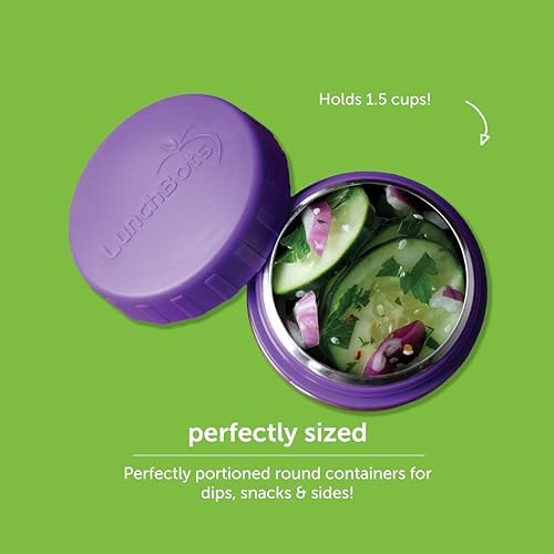 LunchBots Rounds 4 oz Leak Proof Stainless Snack Containers 2pk Purple