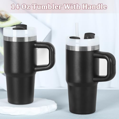 Muwnrol 14 Oz Tumbler with Handle and Straw for Kids, Stainless Steel