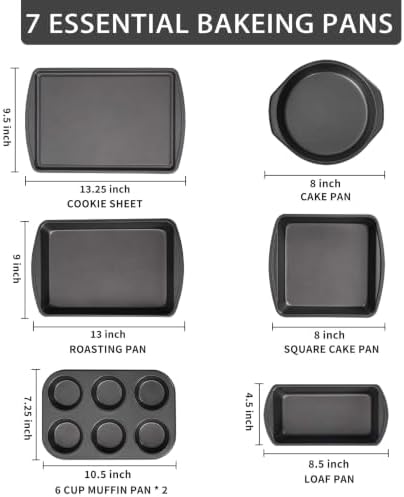 LISI 7-Piece Nonstick Bakeware Set, Carbon Steel Baking Pans