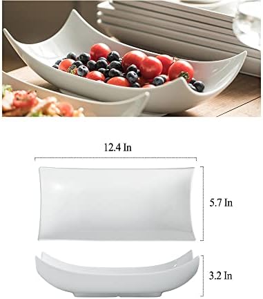 Gomakren 12 Inch White Porcelain Serving Platter Dishes Set of 3 Deep Bowl