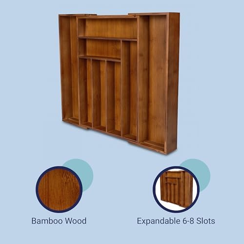 happimess Hudson Kitchen Drawer Organizer 12.2" Bamboo 8-Slot, Brown