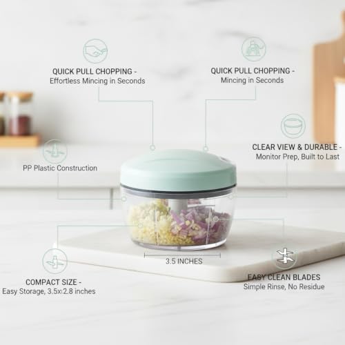Manual Food Chopper, Pull String Vegetable Mincer for Garlic Herbs
