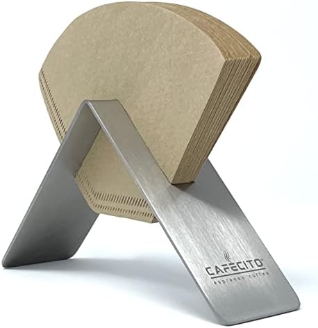 CAFECITO Coffee Filter Holder Stand – Platinum Stainless Steel Cone
