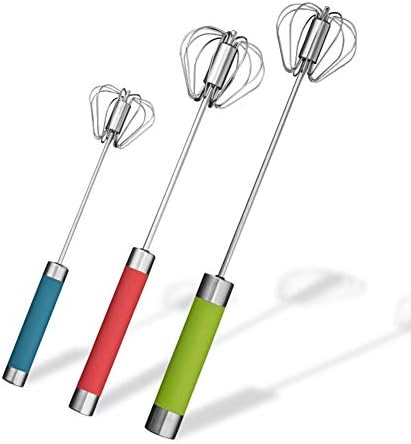 Stainless Steel Semi-automatic Egg Whisk - 3PCS Hand Push Rotary Whisk