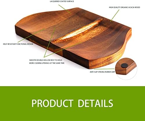 Wooden Spoon Holder, Large Double Wooden Spoon Rest for Stove Top