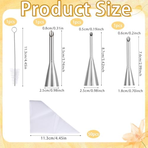 3 Pcs Puff Cream Filling Piping Tips Kit, Long Piping Nozzle