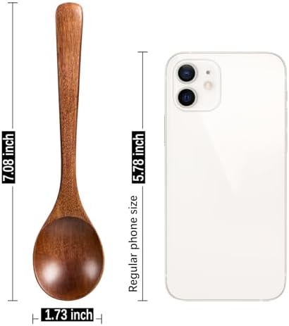 Small Wooden Spoons for Eating, 7 PCS, 7 Inch Small Soup Spoons