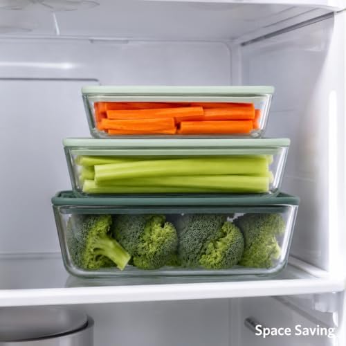 Glad Glass Food Storage Containers, Set of 3 - Airtight Vacuum Sealed