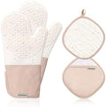 Cream Silicone Oven Mitts, 500°F