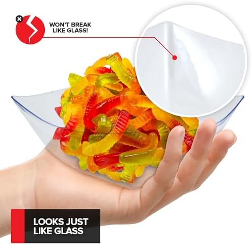 16oz Clear Plastic Serving Bowls (4 Pack) Small Disposable Candy