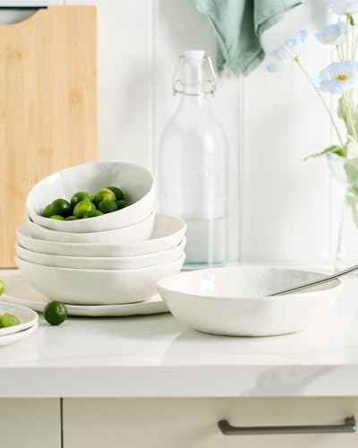 Famiware Porcelain Dinnerware Set for 6, 24-Piece, Polar White
