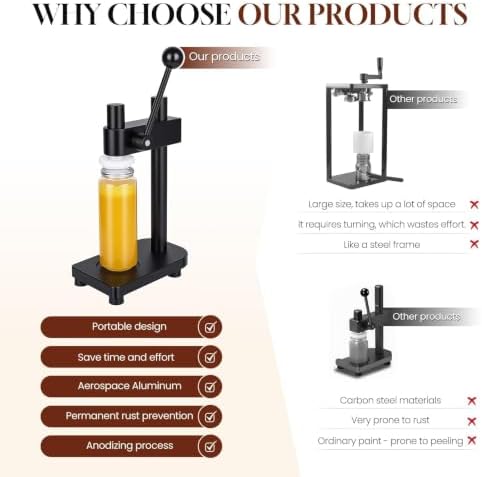 Manual Bottle Can Sealer for 55mm Caps, Aluminum