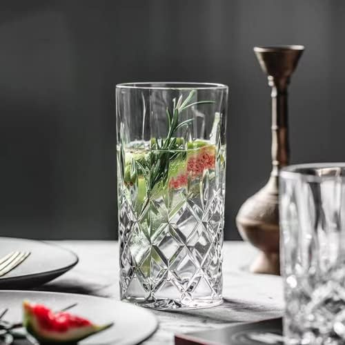 Qipecedm Drinking Glasses, 8 Piece Crystal Glass Cups, Mixed Glassware