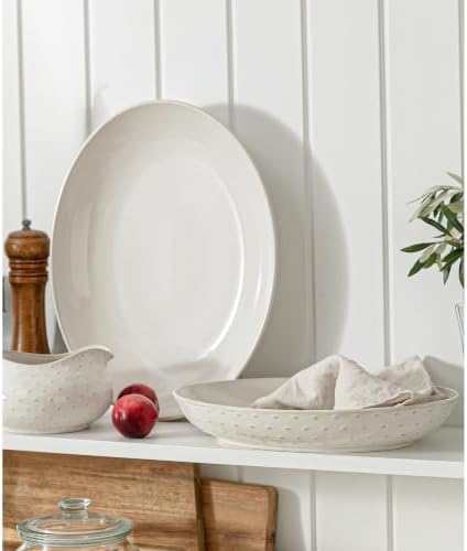Ceramic Serving Bowls Set of 2, Serving Platters for Entertaining, Diamond