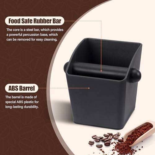 HOMEE Espresso Rectangular Coffee Knock Box, Black