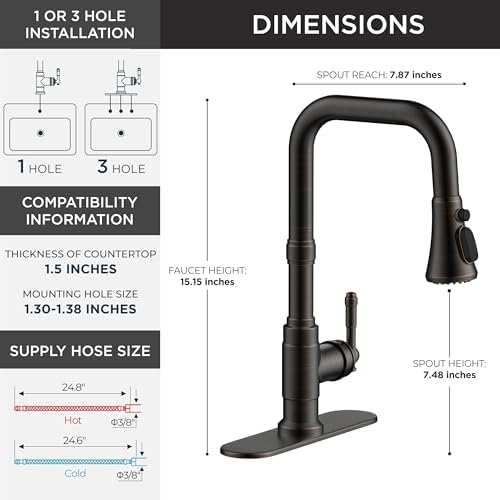 FORIOUS Vintage Kitchen Sink Faucet with Pull-Down Sprayer