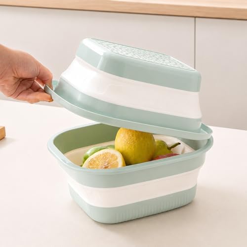Collapsible Colander & Wash Basin Set, 2-in-1 Foldable Dishpan with